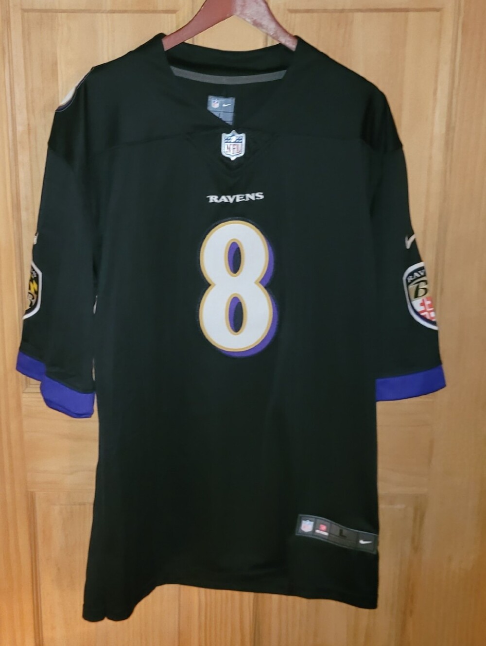 NWT NFL Ravens Lamar Jackson On Field Jersey Black With Purple Accents Large